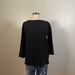 Lacoste • 3/4 Sleeve Black Blouse Satin Trim